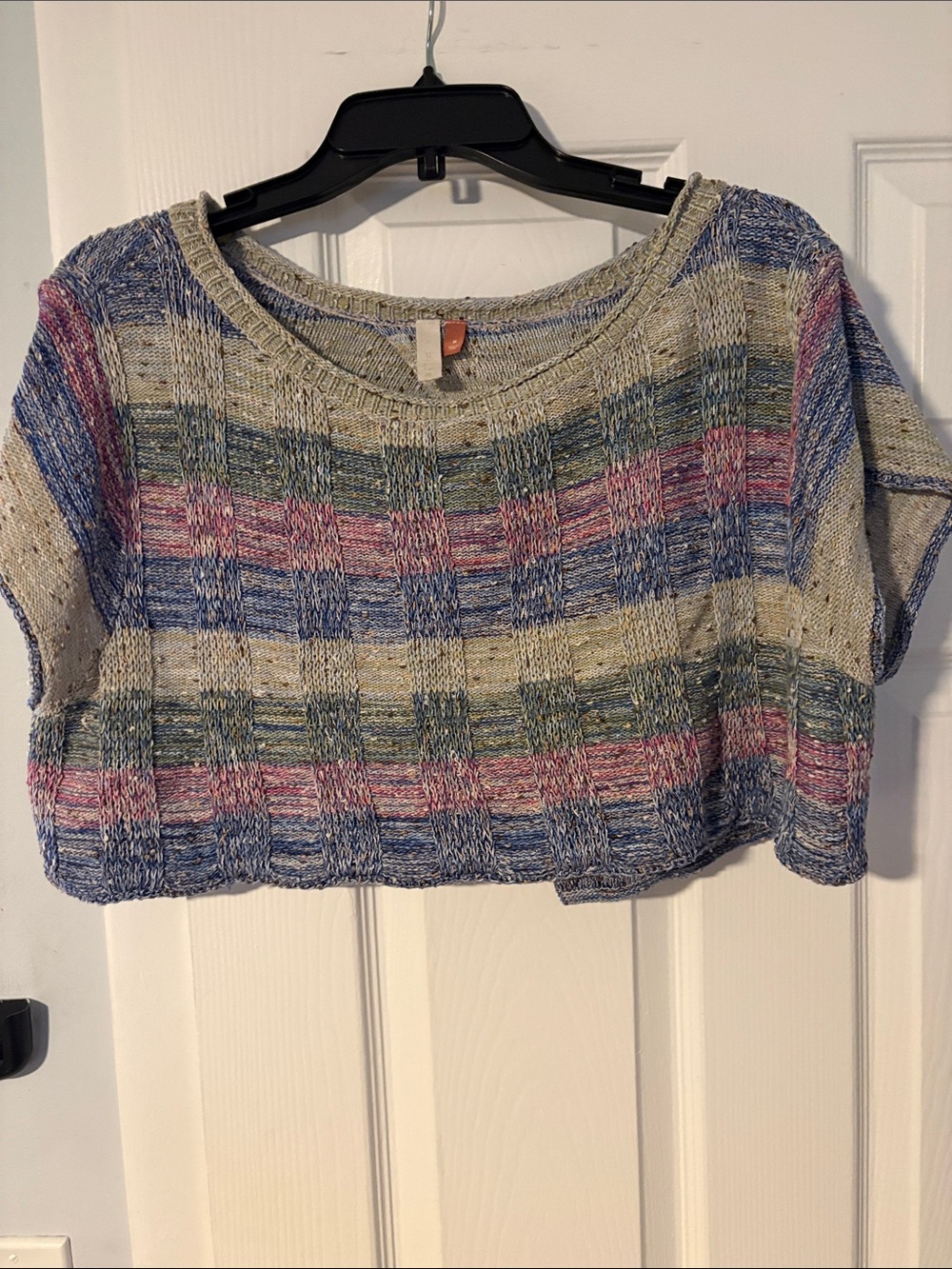 Anthropologie pilcro Striped Cropped Knit Top in Blue, Pink, Green